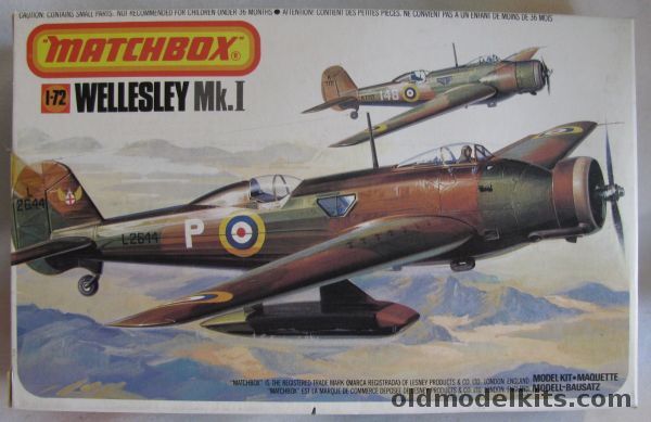 Matchbox 1/72 Vickers Wellesley Mk.I - 14 Sq RAF Amman Transjordan 1938 or Engine Testbed Aircraft for LRDU 1938, PK123 plastic model kit